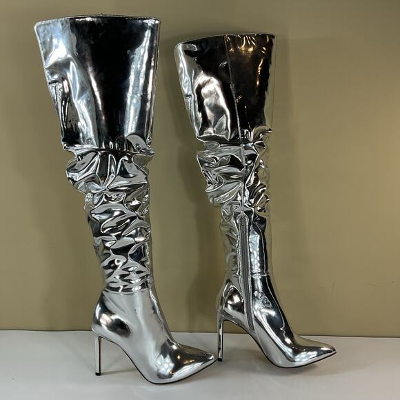 NEW I.N.C. Women’s Iyonna Over the Knee Slouch Boots Silver Size 5.5M - Picture 1 of 10
